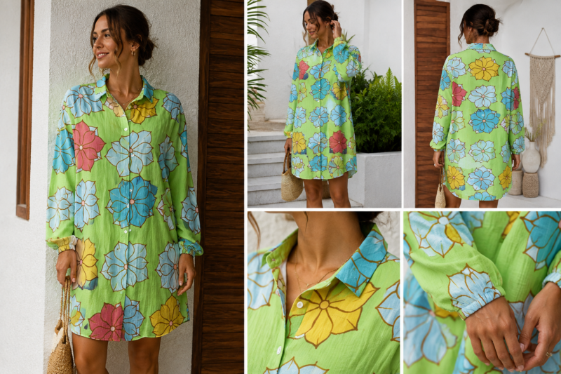 Bloom In Your Purpose — Floral Long-Sleeve Shirt Dress Bloom In Your Purpose — Floral Long-Sleeve Shirt Dress